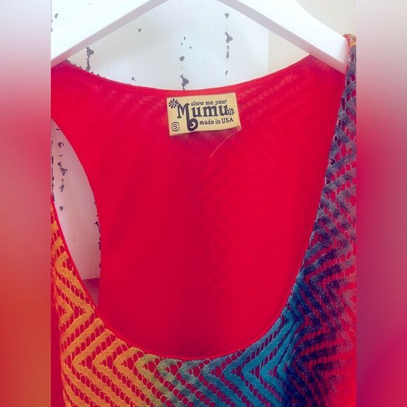 Show Me Your MuMu RARE Rainbow Chevron Tank dress! Size Small - Picture 3 of 5